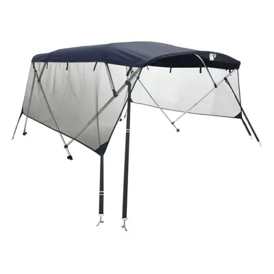 (blue and black, x (137-152) cm/with mesh) vidaXL 3-bow Bimini Top with Sidewalls UV-Proof Canva