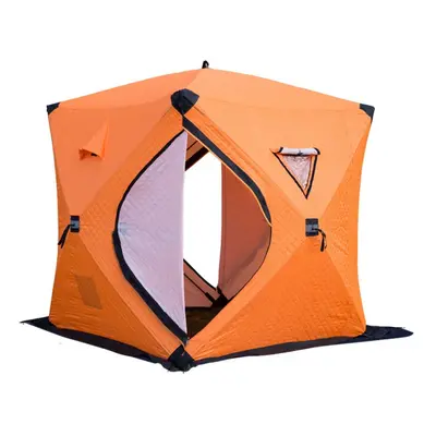 (Orange) Portable Ice Fishing Shelter Easy Set-up Winter Tent Waterproof & Windproof