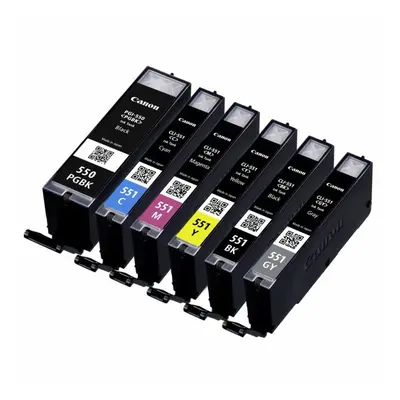 Canon Ink Cartridge for Pgi550Pgbk/Cli551 - Multicolour (Pack of 6)