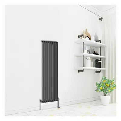 (Vertical 1600x472mm - Single) NRG Premium Black Radiator Oval Column Designer Central Heating U