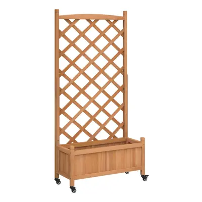 (brown, x x 157.5 cm) vidaXL Planter with Trellis Raised Bed Garden Planter Brown Solid Wood Fir