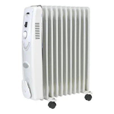 2500W Element Oil-Filled Radiator - Thermostat Control - Castor Wheels - 230V