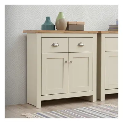 Lisbon Compact Doors Drawer Sideboard Storage Cupboard Cream Oak