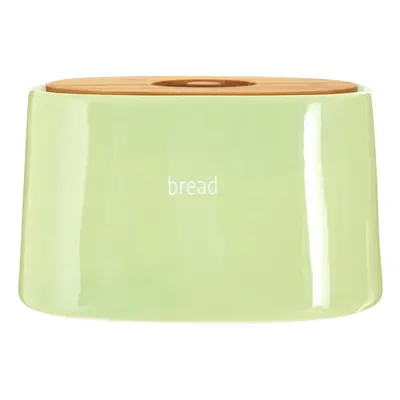 Fletcher Bread Crock Worded Detail Green Dolomite Bamboo Lid