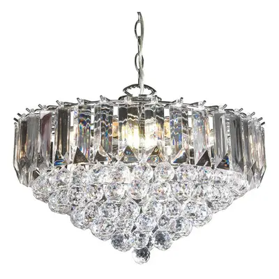 6 Light Chandelier Pendant Chrome Clear Shade Hanging Ceiling Feature Lamp Bulb