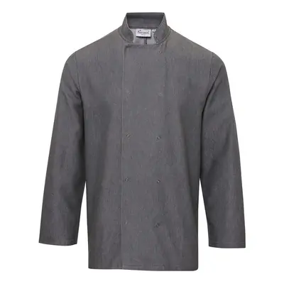 (3XL, Grey Denim) Premier Unisex Adult Wrap Over Long-Sleeved Chef Jacket