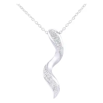 Jewelco London 9ct White Gold Round 2pts Diamond Twist Pendant Necklace inch 46cm - PP0AXL3579W