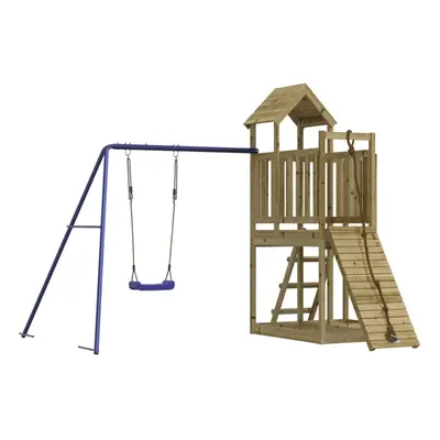 (solid impregnated pinewood) vidaXL Outdoor Playset Wooden Playground Set Swing Set Wood Pine