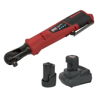 Cordless Ratchet Wrench & 2x Batteries - 12V Lithium Ion - 1/2" Square Drive