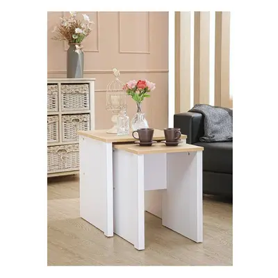 (White) Wooden Nest of Tables Available in Grey/Oak or White/Oak