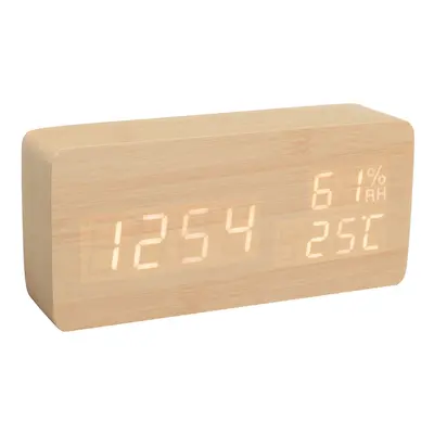 (Wood) in Qi Wireless Charger & LED Digital Alarm Clock & Thermometer Modern Wooden