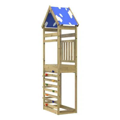 (solid impregnated wood) vidaXL Play Tower with Rockwall Playset Climbing Frame Impregnated Wood