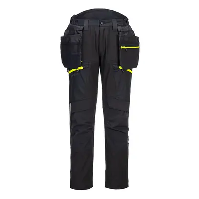 (Black, 28") Portwest DX4 Detachable Holster Pocket Softshell Trousers