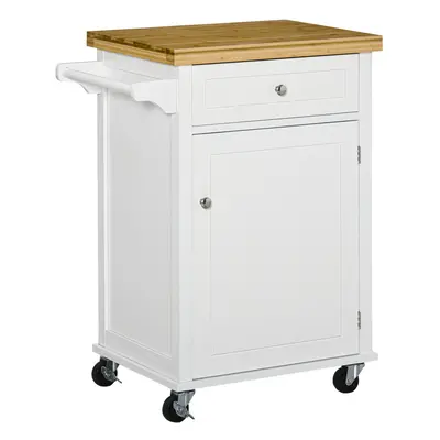 HOMCOM Rolling Kitchen Cart Storage Trolley with Drawer Towel Rail White