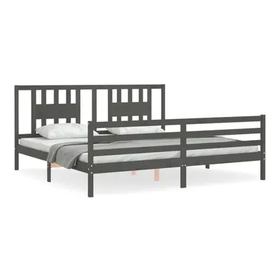 (grey, x cm) vidaXL Bed Frame Bed Base Platform Bed with Headboard Black Double Solid Wood