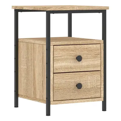 (sonoma oak) vidaXL Bedside Cabinet Bedside Table Telephone Table Black Engineered Wood