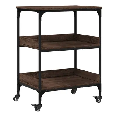 vidaXL Kitchen Trolley Rolling Cart Storage Cart Brown Oak Engineered Wood