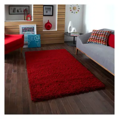 (120x170cm) Vista Shaggy Plain Thick Rugs Red Small Large Thick Soft High Pile Mats