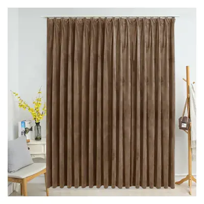 vidaXL Blackout Curtain with Hooks Velvet Beige Blind Drapery Window Curtain