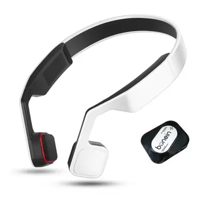 (White) Bluetooth Wireless Bone Conduction Headsets Sound Amplifier TV Elder Headphone Built-in 