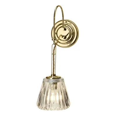 IP44 Wall Light Rope Effect Cable Ribbed Glass Shade Polished Brass LED G9 3.5W