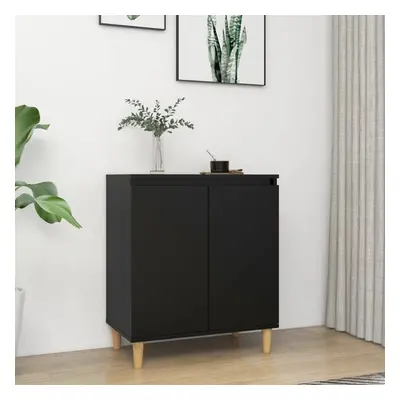 vidaXL Sideboard with Solid Wood Legs Black Engineered Wood Storage Cabinet