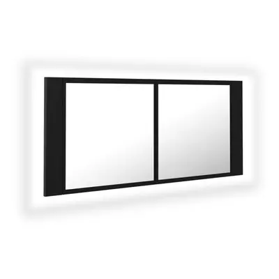 vidaXL LED Bathroom Mirror Cabinet Black 100x12x45 cm Acrylic Washroom Mirror