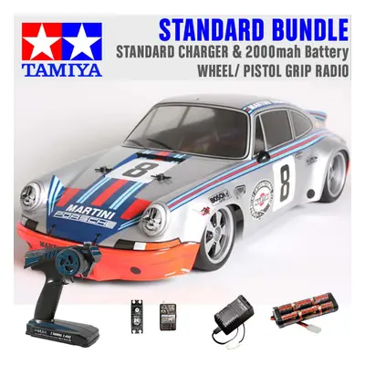 TAMIYA RC Porche Carrera RSR Martini TT02 1:10 Standard Wheel Radio Bundle