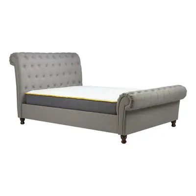 Castello Chesterfield Sleigh Grey Fabric 6FT 180cm Super King Size Bed Frame