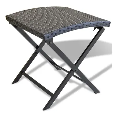 vidaXL Folding Stool Poly Rattan Black Foldable Chair Outdoor Garden Seat