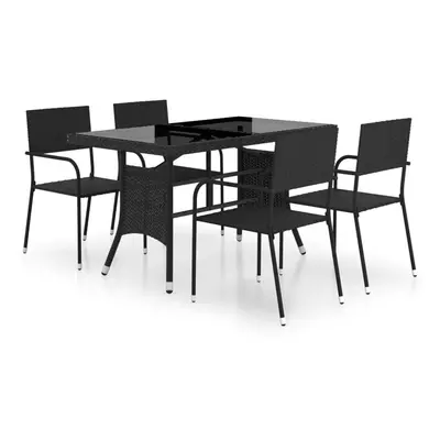 vidaXL Garden Dining Set Piece Poly Rattan Black Outdoor Furniture Set