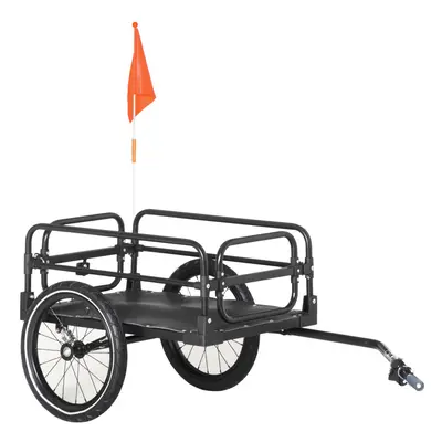 HOMCOM Bike Trailer Wagon Bicycle Cargo Trailer w/ Suspension, Wheels, Black