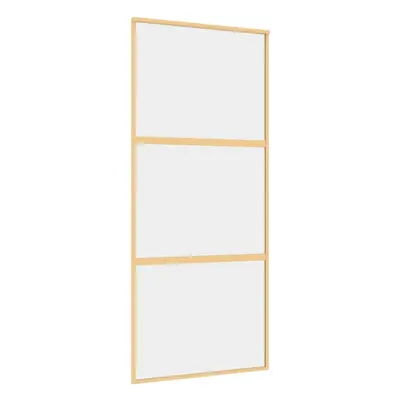 vidaXL Sliding Door Interior Barn Door Gold Clear ESG Glass and Aluminium