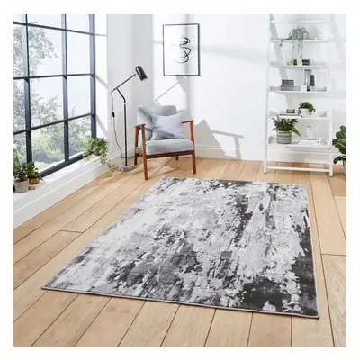 (Grey, x cm) Silver Grey Faded Distressed Rugs Bedroom Living Room Rug Scratched Large Carpet