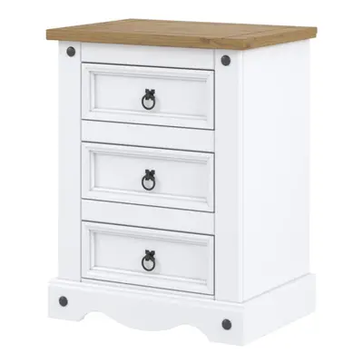 Corona White Drawer Bedside Cabinet Lamp Side Table Solid Pine Brass Handles