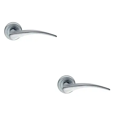 2x PAIR Arched Tapered Handle on Round Rose Concealed Fix Satin Chrome