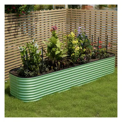 320cm W x 80cm D x 56cm H Oval-Shaped Galvanized Steel Raised Garden Bed