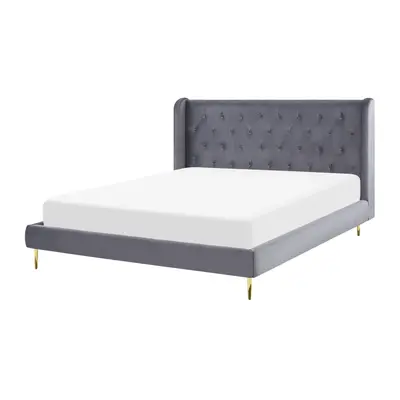 Bed Velvet FORBACH x cm (EU King Size) Grey