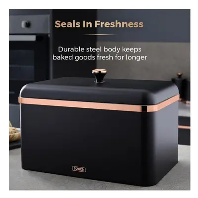 Tower Cavaletto Bread Bin Black & Rose Gold T826130BLK