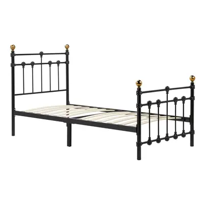 Atlas Black & Antique Brass Single 3'0" Metal Bed Frame