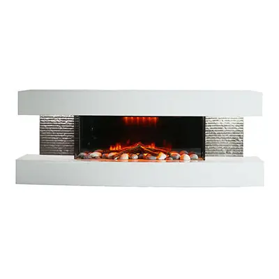 Electric Fireplace White inch 2000W LED Adjustable Flame Effect