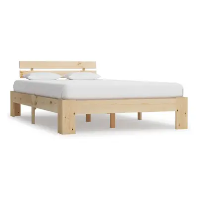 vidaXL Solid Pine Wood Bed Frame Natural 120x200cm Double Bed Bedroom Furniture