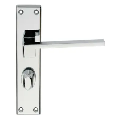 PAIR Flat Straight Handle on Bathroom Backplate x 40mm Polished Chrome