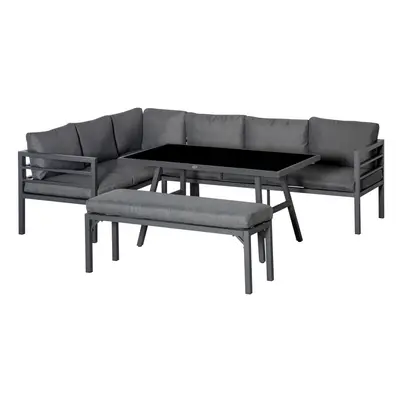 OutsunnyÂ 8-SeaterÂ Aluminium Garden Dining Sofa Furniture Set with Cushions