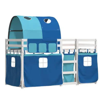 vidaXL Bunk Bed with Curtains Kids Twin Sleeper Blue 80x200 cm Solid Wood Pine