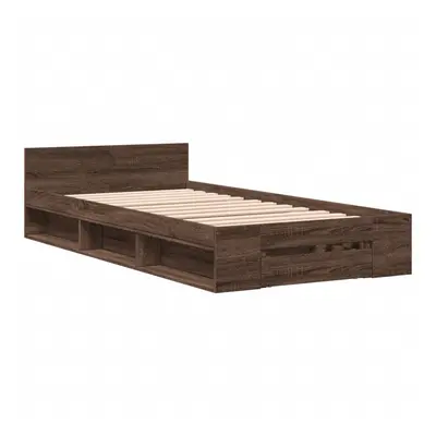 (brown oak, x cm) vidaXL Bed Frame with Drawers Bed Base Smoked Oak 200x200 cm Engineered Wood