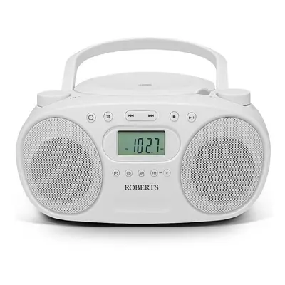 Roberts Radio ZOOMBOX FM CD / FM / AM Stereo Boombox (WHITE)