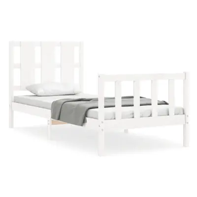 (white, x cm) vidaXL Bed Frame Bed Base Wooden Bed with Headboard Black King Size Solid Wood