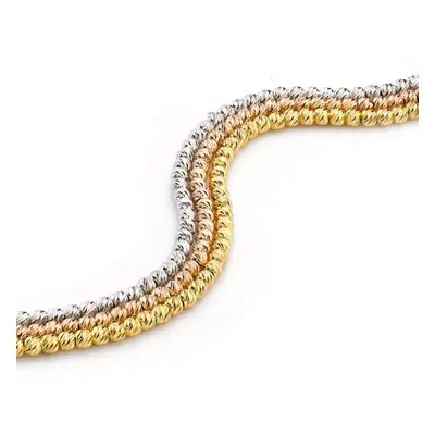 Jewelco London Rhodium, Rose & Gilded Coated Sterling Silver Row Beads Multi-strand Bracelet - A