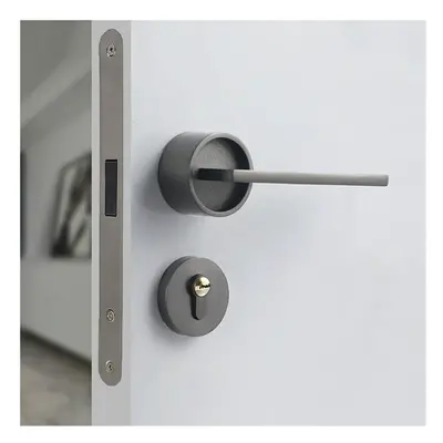 (Gray, L) Zinc Alloy Door Locks Bedroom Nordic Style Interior Magnetic Door Handle Lock Cylinder